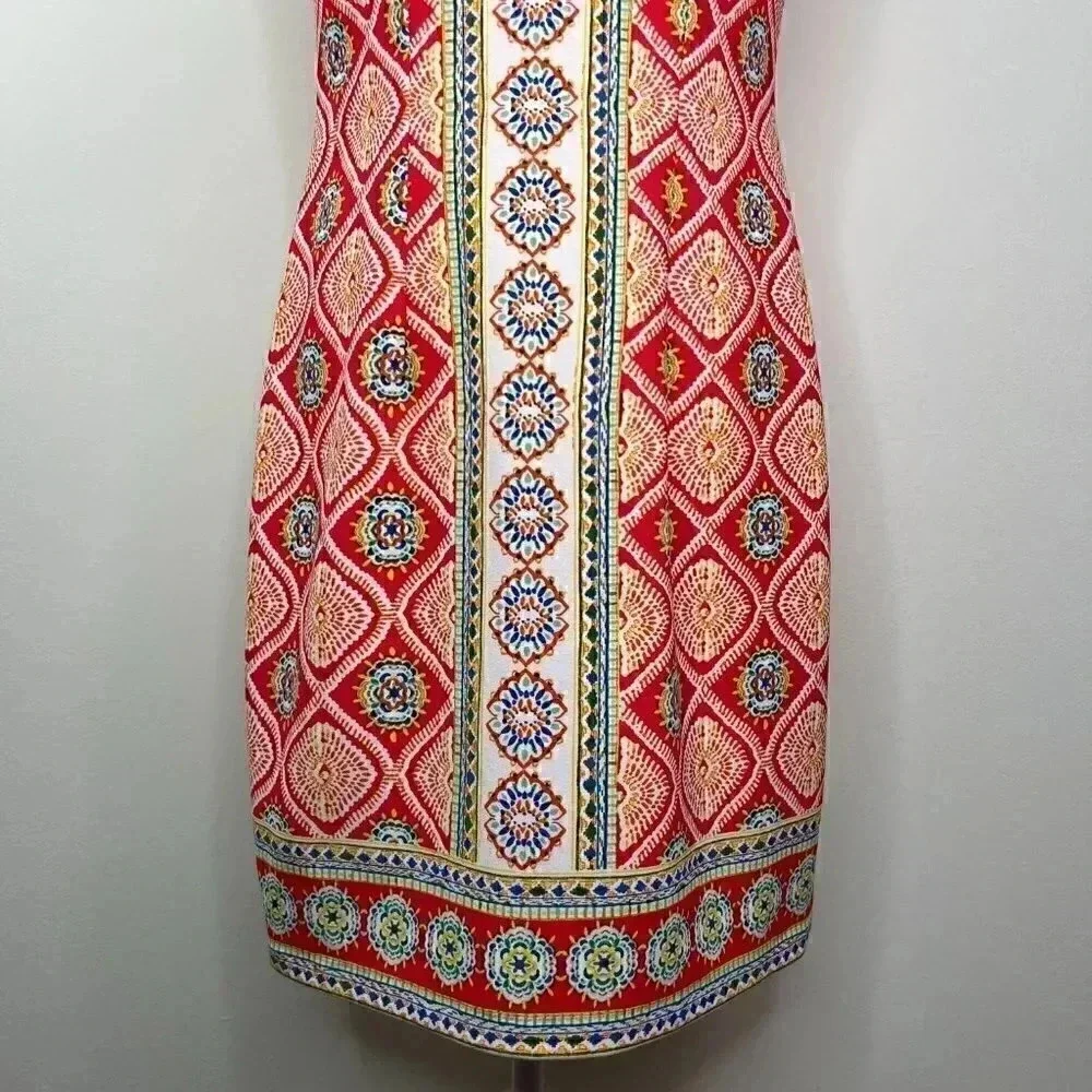 R&K Sleeveless Colorful Pattern Panel Dress - Pink, Blue, Yellow, White - 4 - Picture 4 of 14